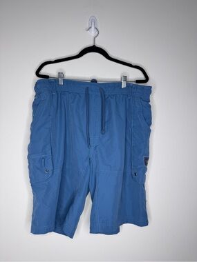 Life Is Good Men's Blue Drawstring Cargo Swim Trunks